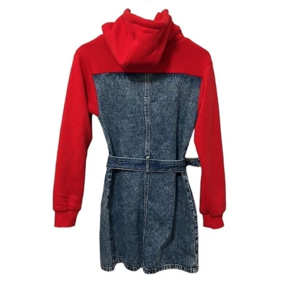 True Religion - NWT Vintage Denim Dress with Red Hoodie - Picture 2 of 15